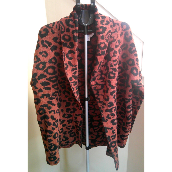 Time & Tru XXL Women's 20 Leopard Cardigan Sweater Thick - Picture 2 of 5